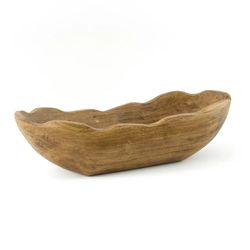 Carrie RStocker Indoor Carved Mid-Tone Brown Wood Decorative Dough Bowl