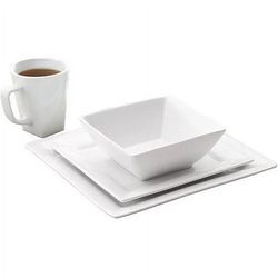 Carrie RStocker 16 Piece Square Porcelain Dinnerware Set, White