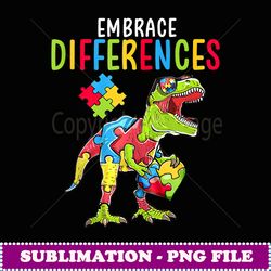 Embrace Differences Dinosaur Autism Puzzle Autistic Kid Gift - Creative Sublimation PNG Download