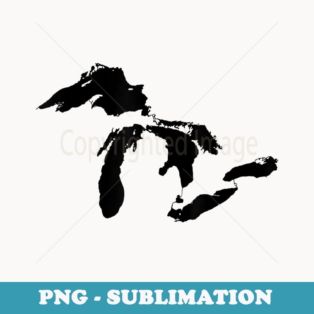 State of Michigan Great Lakes Water Map - Elegant Sublimation PNG Download