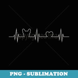 heartbeat ekg with french bulldog and heart - signature sublimation png file