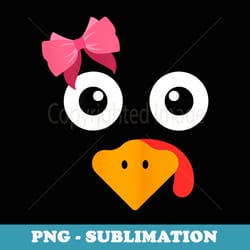 turkey face girl funny pink bow running pilgrim trot - png sublimation digital download