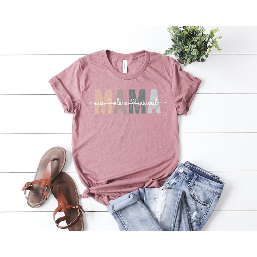 Custom Mama Shirt, Mom Shirt With Names, Personalized Mama T-shirt, Custom Mama Shirt, Mother's Day Shirt, Mama With Children Names Tee3 (1).jpg