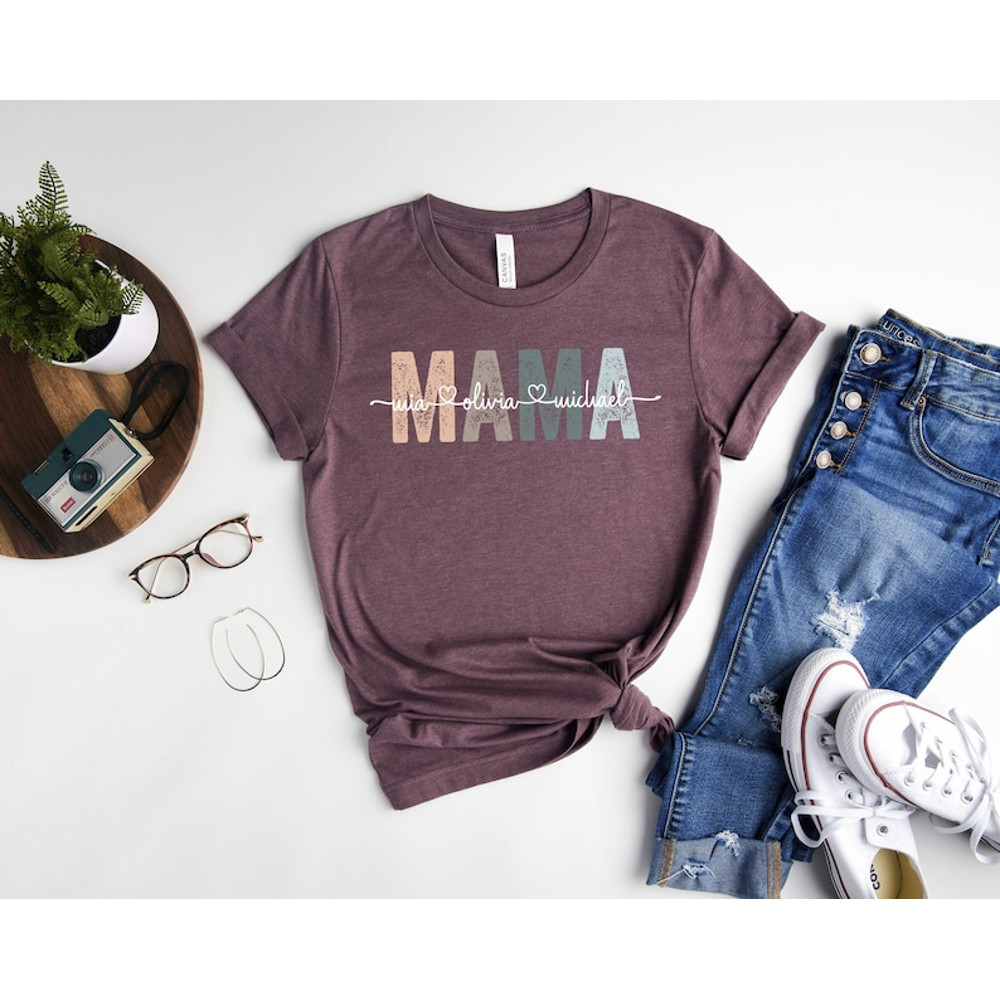 Custom Mama Shirt, Mom Shirt With Names, Personalized Mama T-shirt, Custom Mama Shirt, Mother's Day Shirt, Mama With Children Names Tee4 (1).jpg