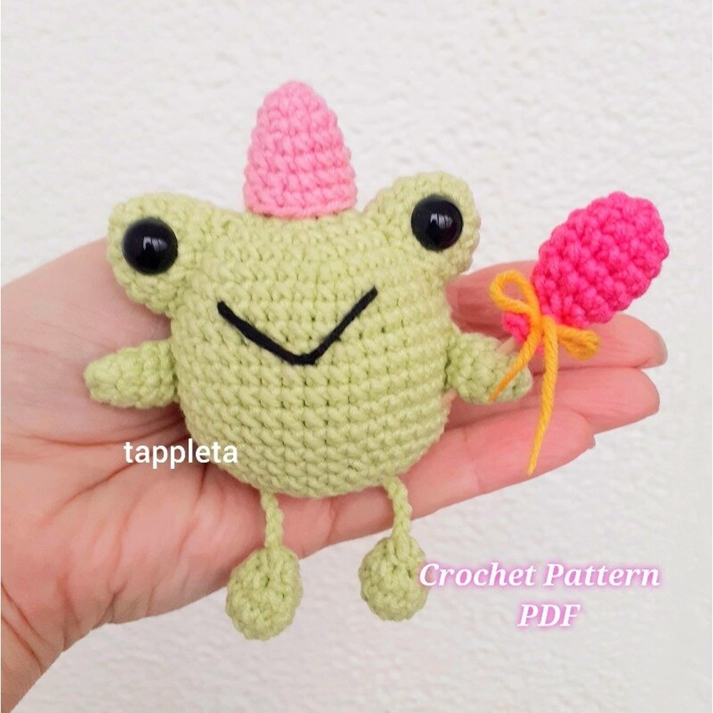 Birthday frog Leggy frog crochet pattern pdf Amigurumi frog pattern tappletajpg