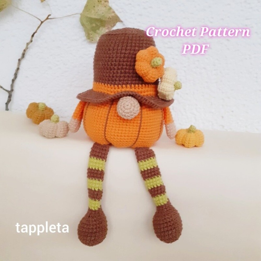 Pumpkin Gnome Crochet Pattern Fall Gnome Sitting On Shelf Thanksgiving Decor Crochet Farmhouse Fall 0