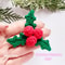 Holly Berry Ornament Crochet Pattern Crochet Christmas Appliquie Holly Leaf Christmas Home Decorati 1