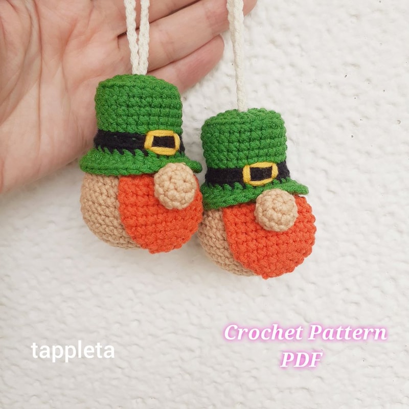 Leprechaun Gnome Ornament Crochet Pattern St Patricks Day Decor Tiny Gnome Amigurumi Crochet Patter 0