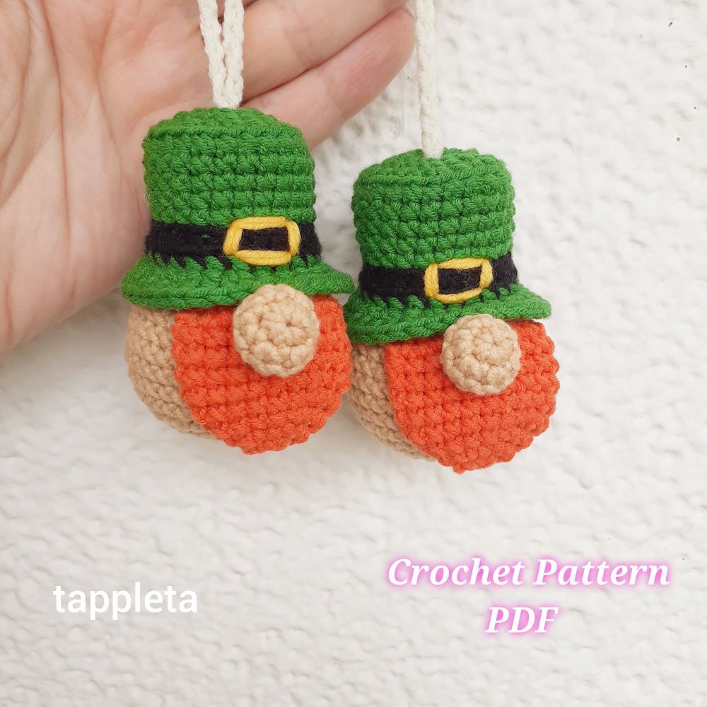Leprechaun Gnome Ornament Crochet Pattern St Patricks Day Decor Tiny Gnome Amigurumi Crochet Patter 1