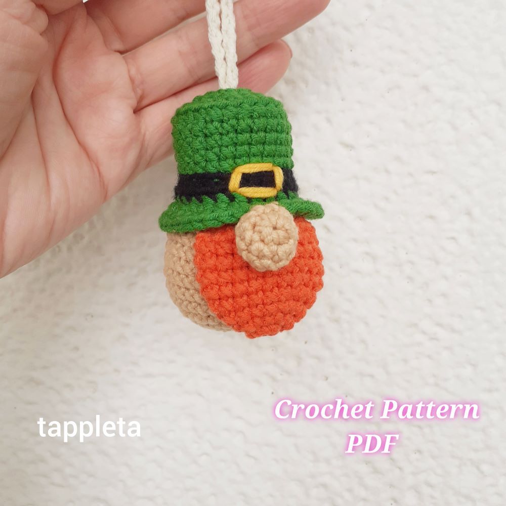 Leprechaun Gnome Ornament Crochet Pattern St Patricks Day Decor Tiny Gnome Amigurumi Crochet Patter 2