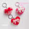 Heart With Bow Keychain Crochet Pattern Coquette Heart Crochet Valentines Matching Keychains Couple 1