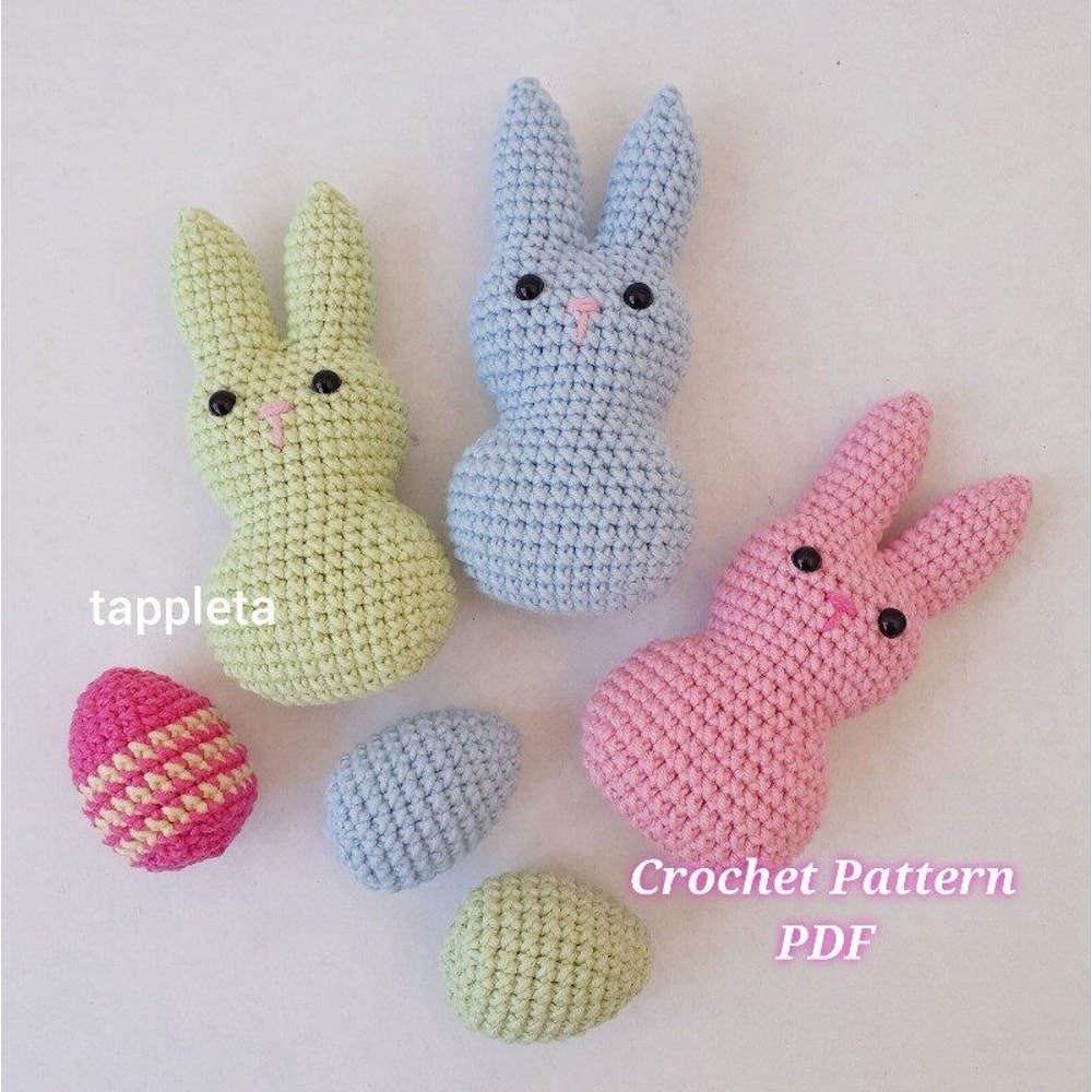 Marshmallow Bunny And Egg Crochet Pattern Peep Bunny Pattern Easter Egg Pattern Easter Bunny Simple 1