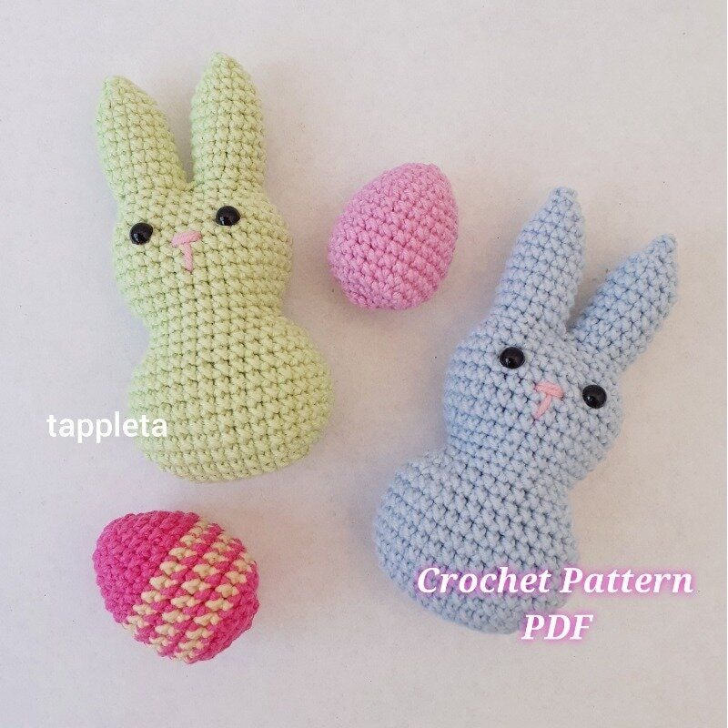 Marshmallow Bunny And Egg Crochet Pattern Peep Bunny Pattern Easter Egg Pattern Easter Bunny Simple 2