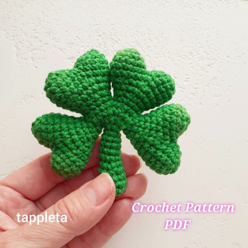 Four Leaf Clover Crochet Pattern Lucky Charm St Patricks Day Good Luck Keychain Clover Amigurumi Le 0