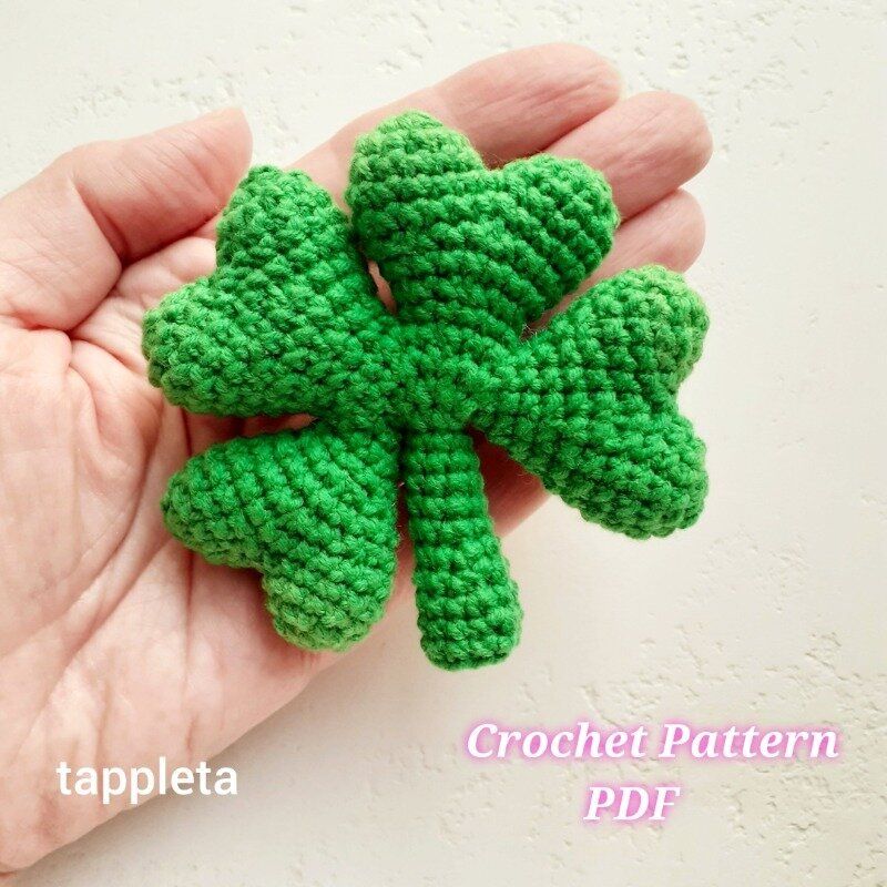 Four Leaf Clover Crochet Pattern Lucky Charm St Patricks Day Good Luck Keychain Clover Amigurumi Le 1