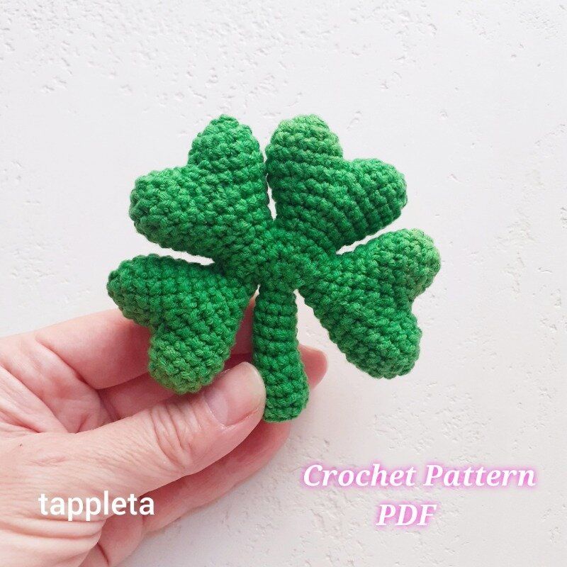 Four Leaf Clover Crochet Pattern Lucky Charm St Patricks Day Good Luck Keychain Clover Amigurumi Le 3