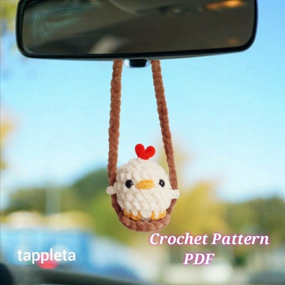 Chicken On A Swing Crochet Pattern Pdf Baby Chicken Plushie Car Hanger Crochet Easter Car Decor Chi 0