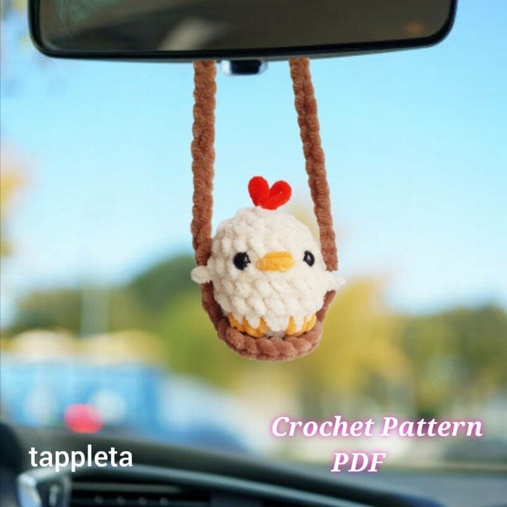 Chicken On A Swing Crochet Pattern Pdf Baby Chicken Plushie Car Hanger Crochet Easter Car Decor Chi 2