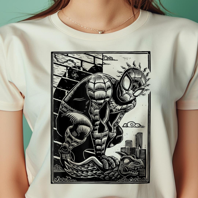 Marvel Spider-Man Linocut White PNG, Wolverine PNG, Marvel Wolverine Digital Png Files.jpg