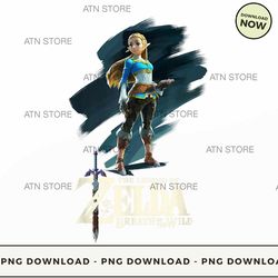 legend of zelda breath of the wild princess graphic t shirt 18 high-quality png instant download, a
