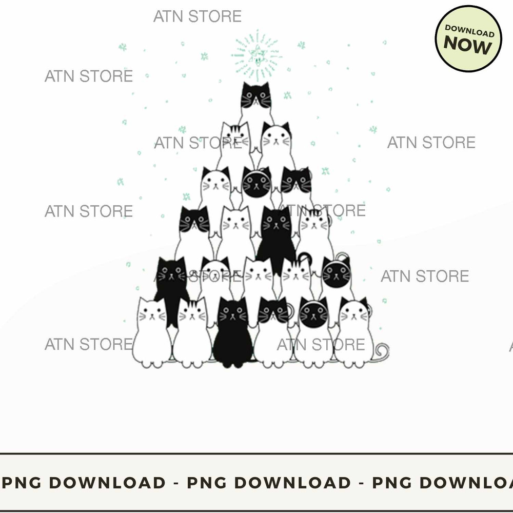 Black and white cat christmas tree.jpg