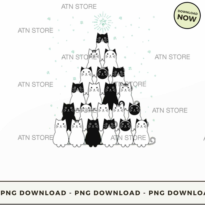Black and white cat christmas tree.jpg