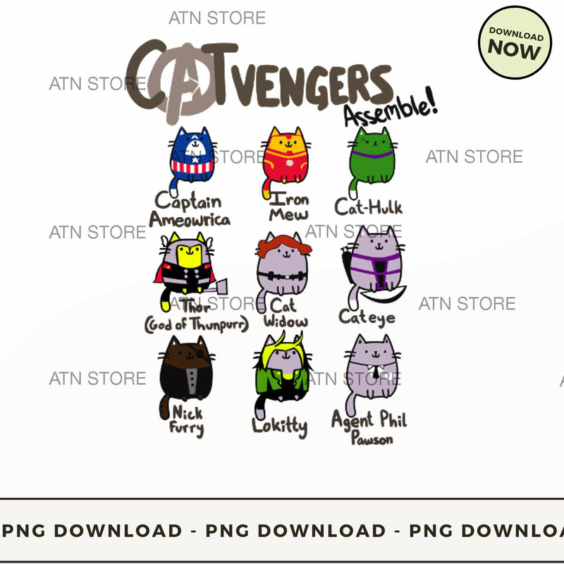 Catvenger assemble Captain Ameowrica Iron Mew Cat-hulk Thor god of thunp.jpg