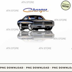 1969 black dodge charger amp script bk 99 high-quality png instant download, atn store