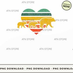 mama bear two cubs retro heart mothers daymom 23 high-quality png instant download, atn store