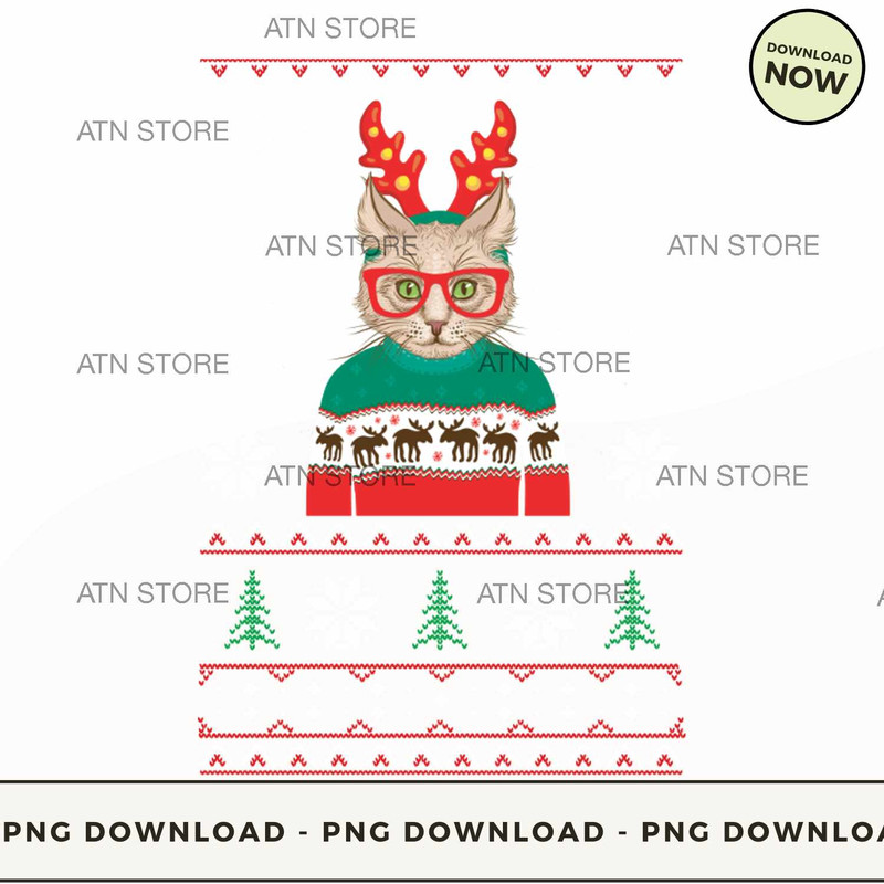 cat wearing a christmas sweater and glasses.jpg