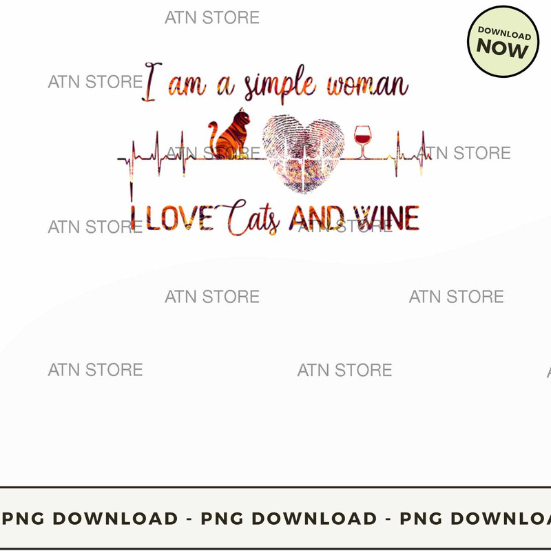 I am a simple woman I love cats and wine.jpg