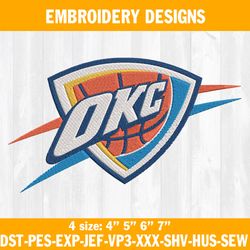 Oklahoma City Thunder Embroidery Designs, NBA Embroidery Designs, Oklahoma City Thunder Basketball Embroidery Designs