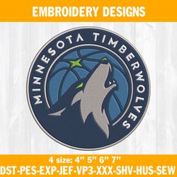 Minnesota Timberwolves Embroidery Designs, NBA Embroidery Designs, Minnesota Timberwolves Basketball Embroidery Designs