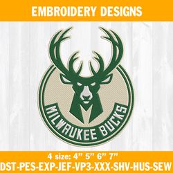 Milwaukee Bucks Embroidery Designs, NBA Embroidery Designs, Milwaukee Bucks Basketball Embroidery Designs