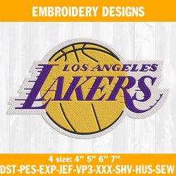 Los Angeles Lakers Embroidery Designs, NBA Embroidery Designs, Los Angeles Lakers Basketball Embroidery Designs