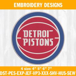 Detroit Pistons Embroidery Designs, NBA Embrodeiry Designs, Detroit Pistons Basketball Embroidery Designs