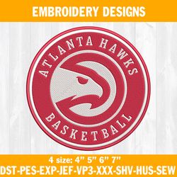 Atlanta Hawks Embroidery Designs, NBA Embroidery Designs, Atlanta Hawks Basketball Embroidery Designs