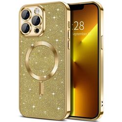 Glitter Bling Case - For iPhone 15 14 13 12 11 Pro Max 14 15 Plus - Magnetic Magsafe - Plating Soft Wireless Charging Co