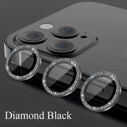 Camera Lens Protector for iPhone 11/12/13/14/15 Pro Max/Mini | 9H Tempered Glass Screen Protector Cover Film | Metal Rin
