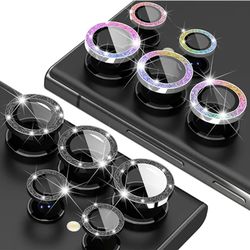 Glitter Diamond Camera Lens Protector for Samsung Galaxy S23 Plus/S24 Ultra/S23 Ultra/S24 Ultra | Metal Ring | Tempered