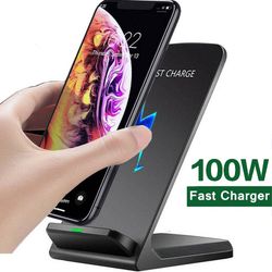 New 100W Wireless Charger Stand for iPhone 14/13/12 Pro Max/11/XS/XR/X/8 | Samsung S22/S21/S20 | Type C Fast Charging Do