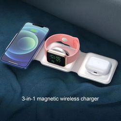50W 3-in-1 Magnetic Wireless Charger Stand for iPhone 15/14/13/12 Pro Max, Airpods, iWatch | Fast Wireless Charging Dock