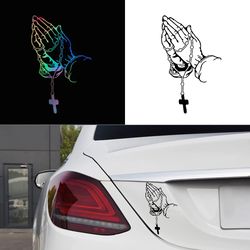 Car Interior Stickers | Color Car Prayer Gesture Laser Stickers | God Jesus Christ | Fashion Car Body Styling Decorative