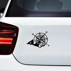 Mountain Compass Car Sticker | Hot Fashion Adventure Sports Style | Auto Body Window Styling Decoration | Laser Decals |