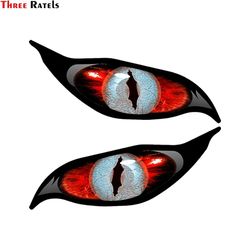 Three Ratels FC115 Zombie Series Yellow Red Light Blue Evil Eye Decal Sticker | 2pcs/Pair | Eyes Vinyl Car Motorbike Hel