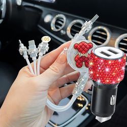 Dual Port Bling USB Car Charger | Crystal Diamond Phone Fast Charging Socket | Multiport Adapter | Glitter Decoration Pl