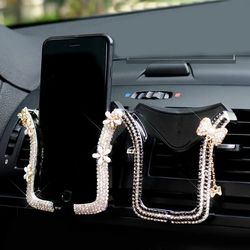 Wholesale Diamond Flower Bowknot Universal Car Phone Holder | Crystal Rhinestone Car Air Vent Mount Clip | Car iPhone Ho