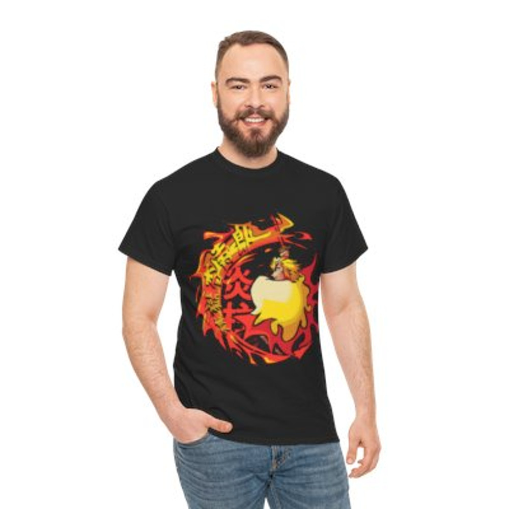 Cool Fire Swordsman Flame Unisex Heavy Cotton Tee_y.jpg
