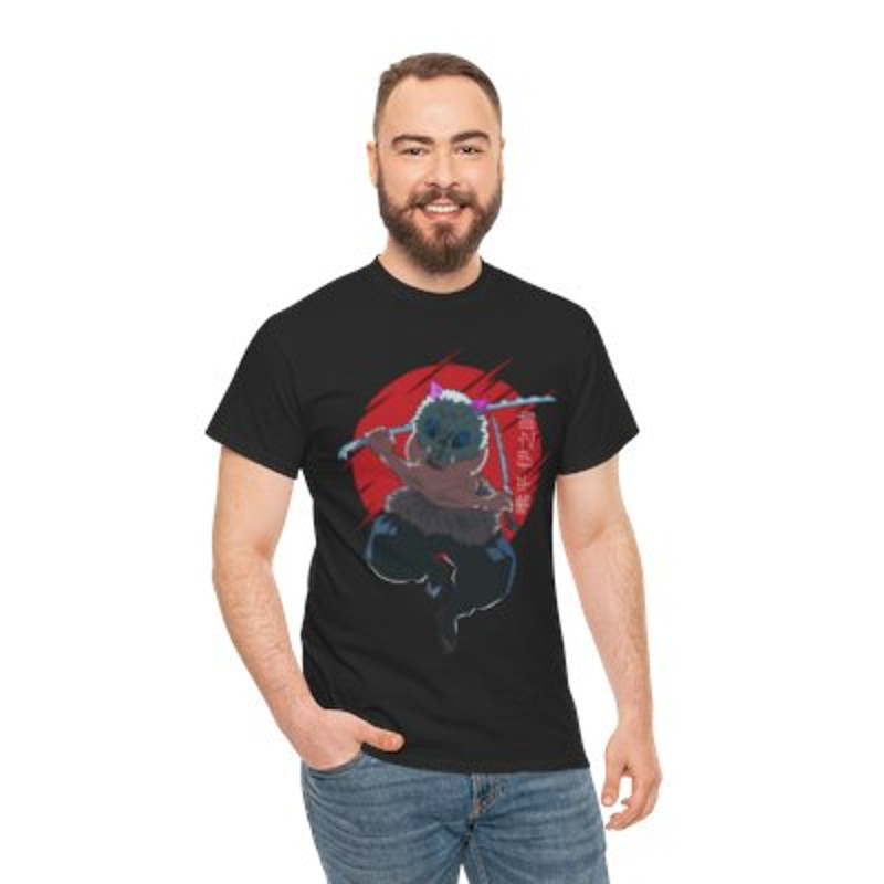 Demon Slayer - Inosuke Unisex Heavy Cotton Tee_yyth.jpg