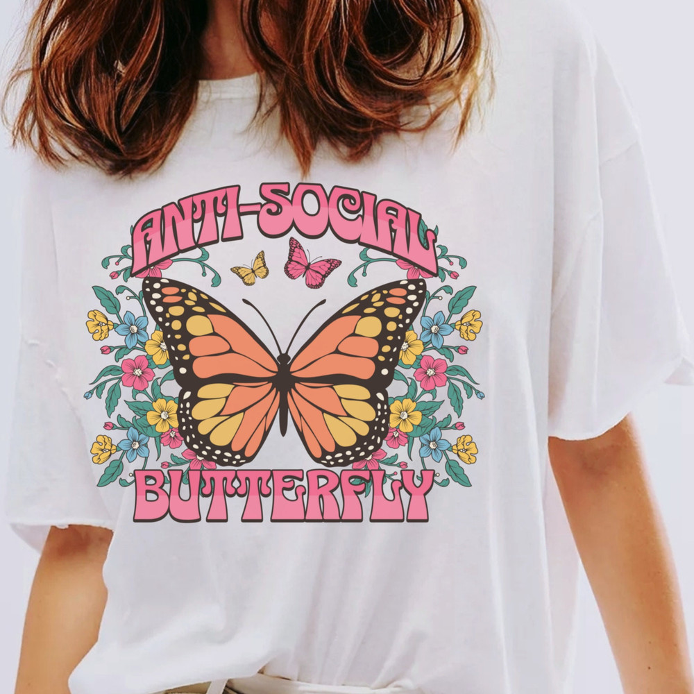 Anti-Social Butterfly PNG, Boho Tshirt Design, Retro Butterfly DTF Sublimation Design, Trendy Tshirt PNG, Hippie Tshirt Sublimation png.jpg